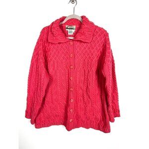 Aran Crafts 100% Merino Wool Pink Sweater Womens Size L